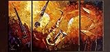 Cherish Art Hand Painted Oil Painting Gift Musical Instruments Band 3 Panels Wood Inside Framed Hanging Wall Decoration Cherish Art Hand Painted Oil Painting Gift Musical Instruments Band 3 Panels Wood Inside Framed Hanging Wall Decoration