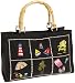 Tianni Beaded Beach Scenes Tote,Black,one size