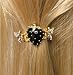Haarspange ERDBEERE schwarz - mit 18-Karat Gold-Auflage