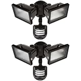 Globe Twin-Head Halogen Floodlight with Motion Sensor, Black, 2-Pack #7914401