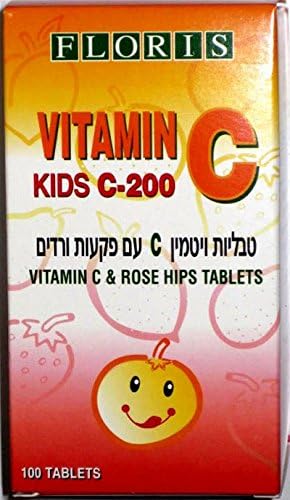 Floris Kosher Vitamin C and Rose Hips C-200 for Kids (100 Tablets)