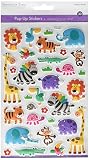 Multicraft Imports SS066A Baby Animal Safari Craft 3D Pop-Up Stickers, Multicolor