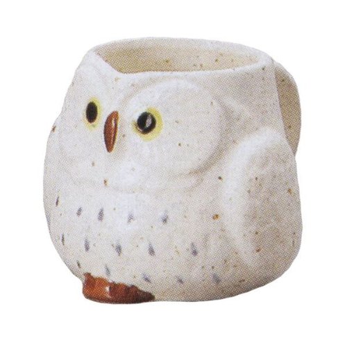 マグカップ　ふくろう（白唐津）　和陶器　美濃焼