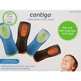 Contigo Kids Mug 4 Pack - Two 9 oz Blue/Green Mugs & Two 9 oz Gray/Orange Mugs