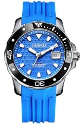 Jiusko Mens 300m Deep Sea Scuba Dive Watch - 24 Jewel Automatic Movement - Sapphire - Date - Blue Dial - Rubber Strap - 70LSB1313