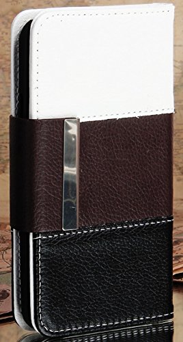 myLife Stacked Natural Brown, Black And White - Classic Design - Koskin Faux Leather (Card, Cash and ID Holder + Magnetic Detachable Closing) Slim Wallet for NEW Galaxy S5 (5G) Smartphone by Samsung (External Rugged Synthetic Leather With Magnetic Clip + Internal Secure Snap In Hard Rubberized Bumper Holder)