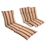 Outdoor Patio Beige/Red Striped Cushion Collection