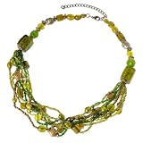 Emerald Colored Multistrand Collar Necklace w/Glass Beads