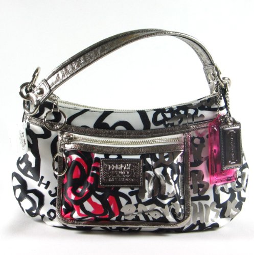 Coach Limited Edition Poppy Graffiti Flower Groovy Convertible Shoulder Bag 14734 Black White Multi