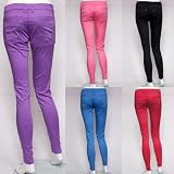 Origin Fashion Womens Skinny Cigarette Trousers Jeans Chinos Jeggings Black Red Purple Pink Blue UK Size 8 10 12 14 16