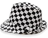 Checkered Fedora Hat (Black / White)