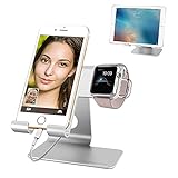 スマートフォンスタンド デスクトップ タブレット 携帯電話 充電スタンド アルミニウム合金 iPhone iPad iPod iwatch Galaxy Nexus Kindle等タブレットに適用 Apple watchケース付きsilver (38mm)
