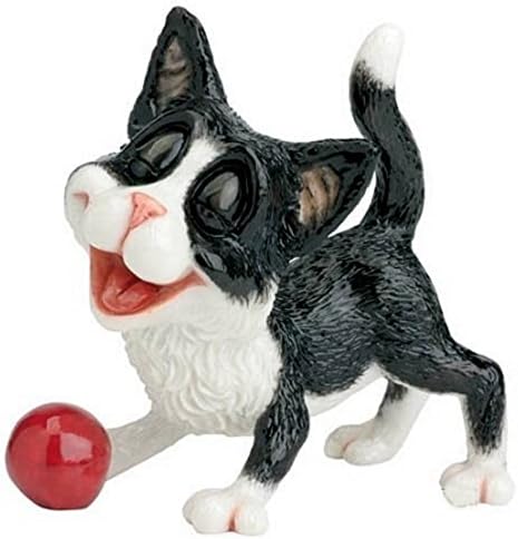 Pets with Personality Little PawsJess Black & White Kitten Playing with a Ball