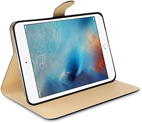 BELK--New generation of the iPad Mini 4[gilding mark] [Surface touch made into cloth,inner smooth leather] Ultra Slim Flip Cover Smart Leather Case with Stand- Black