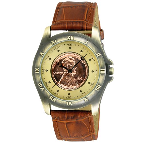 August Steiner Mens CN001G-AS Round Wheat Penny Antique Copper Collectors Coin Watch