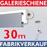Galerieschiene 30m, Komplettset mit Zubehoer in weiss
