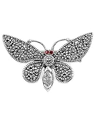 Sterling Silver Brooches Butterfly Ruby CZ Brooche
