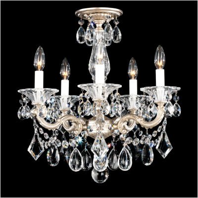 51BJqQW7POL Schonbek 5345 47A La Scala 5 Light Semi Flush Mount in Antique Pewter with Clear Swarovski Spectra crystal