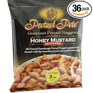 Pretzel Pete Gourmet Pretzel Nuggets, Honey Mustard, 2-Ounce Bags (Pack of 36)
