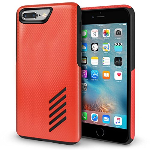 iPhone 7 Plus Case, Orzly Grip-Pro Case for iPhone 7 PLUS (5.5 inch Model) - Durable & Light-Weight Twin Layer Protective Case - Rocking Red