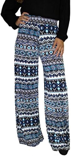 Romeo 4 Ever Women's Geometric Print Palazzo Pants Large Navy/Blue/Cream/Black Print