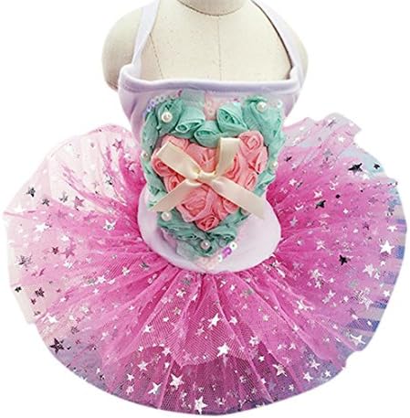 LOLERS Pet Dog Princess Dresses Pet Clothes Clothing Dress Pet Dog Clothes Skirt Suspenders Veil