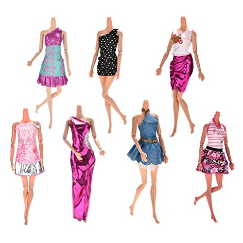 Buytra 7-Pack Barbie Doll Clothes Handmade Wedding Dress Party Gown Clothes Outfits for Girl's Birthday Gift