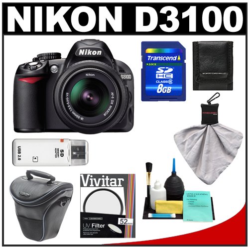 Nikon D3100 Digital SLR Camera &amp; 18-55mm VR Lens with 8GB Card + Filter + Holster Case + Accessory Kit
