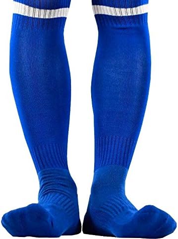 SpankY Men's Athletic Performance Cushion Over-the-Calf Socks Single Striped Blue