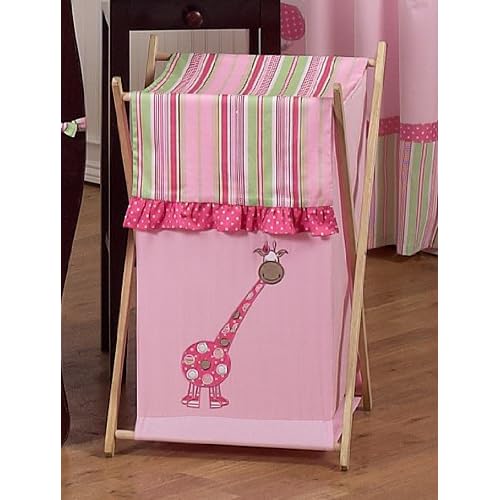Baby and Kids Clothes Laundry Hamper for Sweet Jojo Designs for Pink and Green Jungle Friends Bedding