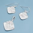 Sterling Silver Pendant and Earrings Set - Square Design