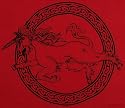 "Red Celtic Unicorn" 44" X 66" Sarong