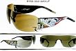 ED HARDY VINTAGE TATTOO SUNGLASSES EHS 010 WOLF BLACK FRAME SOLID GREY LENSES