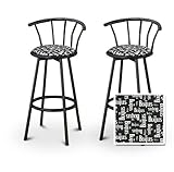 2 Beatles Music Black & White Specialty / Custom Black Barstools with Backr ....