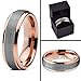 Tungsten Wedding Band Ring 6mm for Men Women Comfort Fit 18K Rose Gold Plated Beveled Edge Brushed Polished Lifetime Guarantee