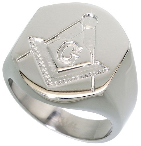 Childrens Toyshop  Jewelry : Surgical Steel 13/16" (21 mm) Masonic Signet Ring