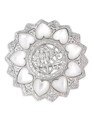 Round Mother-of-Pearl Heart Around with Filigree Sterling Silver Pin