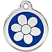 Red Dingo Personalized Flower Pet ID Dog Tag (Small Dark Blue)