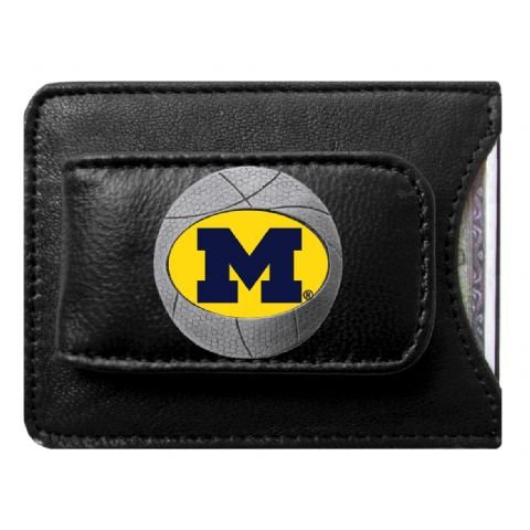 Michigan Wolverines NCAA Basketball Card/Money Clip Holder (Leather)
