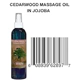 8 Oz 100% Natural Cedarwood Massage Oil in Jojoba - Cedrus Atlantica - Hohoba - Simmondsia Chinenis