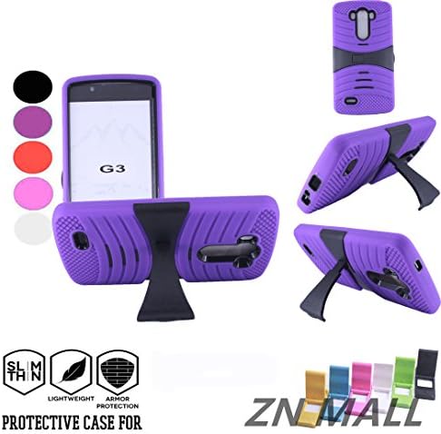 LG G3 Case,Premium Shock-Absorbing Anti-Scratch Soft Rubber Skin TPU Hard Case,Durable Bumper Dual Layer Hybrid Armor Case with Kickstand for LG G3 (Purple)