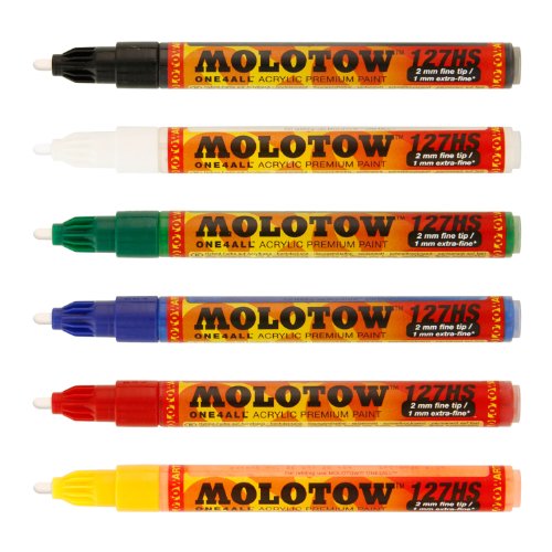 Molotow 6 ONE4ALL PRIMARY Acrylic Premium Paint MARKER KIT 127HS 2MM