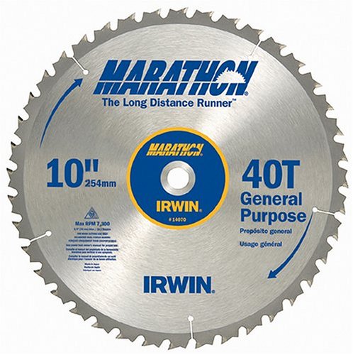 Irwin 14070 Marathon 10-Inch 40 Tooth ATB Thin Kerf Trim and Finish Saw Blade with 5/8-Inch Arbor
