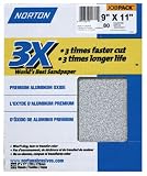Norton Sandpaper 3X 80-Grit 9-by-11-Inch Sheets, 20-Sheets per Pack #2641