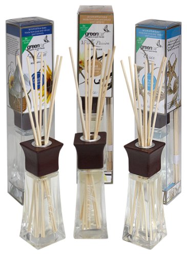 Greenair All Natural Earth Friendly Reed Diffuser Set of 3, Ocean, Vanilla and Fresh Linen, 6.6-Ounce