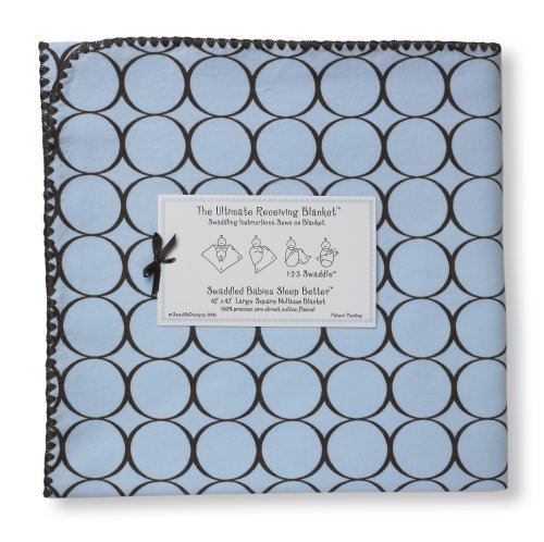 SwaddleDesigns Ultimate Receiving Blanket  - Pastel Blue with Brown Mod Circles