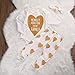 HOTONE Baby Boys Girls Long Sleeve Gold Heart Romper Pants Headband 3pcs Outfits(12-18 Months, White)