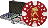 Horoscope Zodiac Aquarius 500 poker chip set w/Aluminum Case, 2 Decks of Cards, & 6 Dealer Buttons