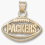 Green Bay Packers Pierced Packers Football Pendant - 14KT Gold Jewelry