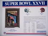1992 Dallas Cowboys vs Buffalo Bills NFL Super Bowl 27 (XXVII) 1993 Troy Aikman MVP Willabee Ward Patch and Stat Panel Card